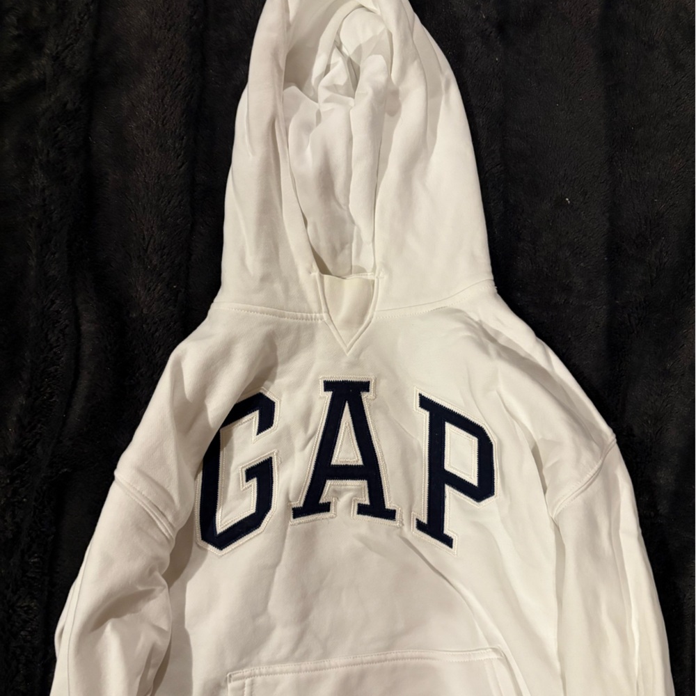 GAP Ivory Hoodie with Dark Blue Lettering